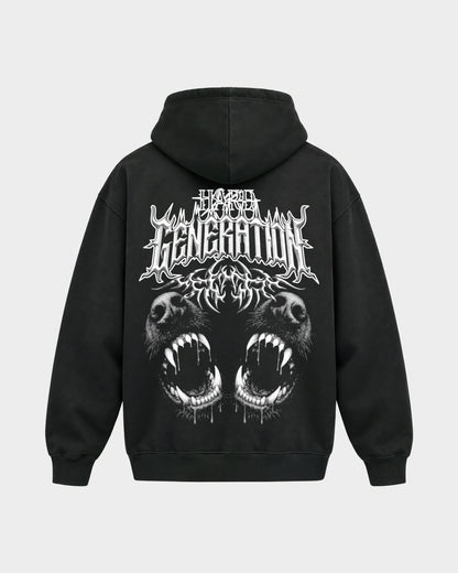 Hard Generation – Oversized Hoodie in Schwarz, Rückenprint – Hard Nights
