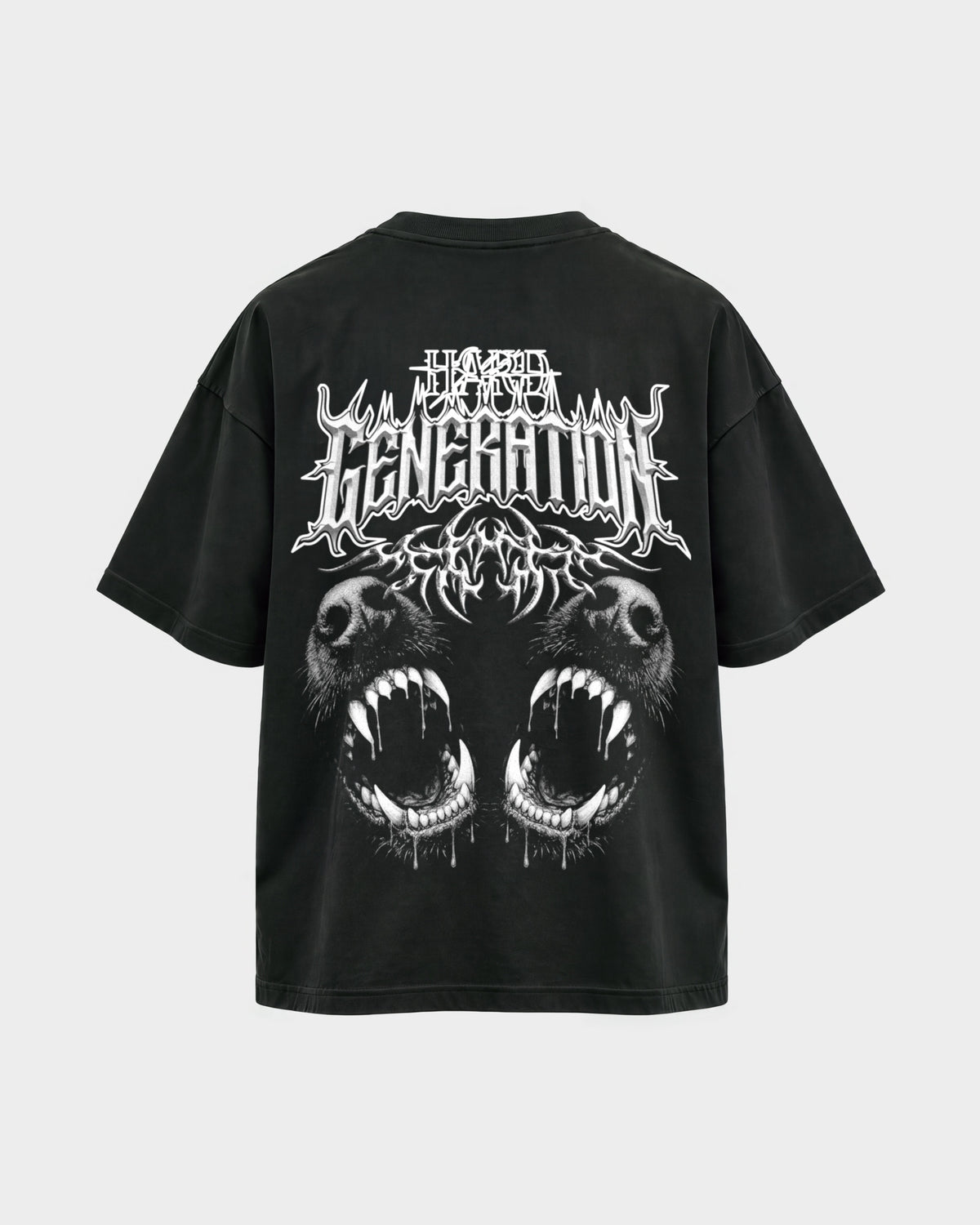 Hard Generation – Oversized Shirt in Schwarz, Rückenprint – Hard Nights