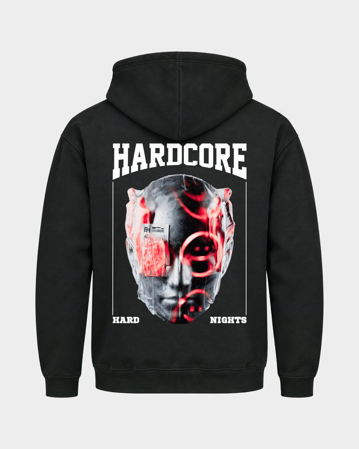 Hardcore – Basic Hoodie in Schwarz, Rückenprint – Hard Nights