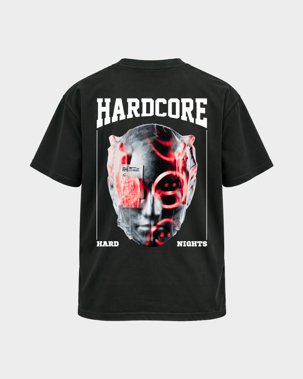 Hardcore – Basic Shirt in Schwarz, Rückenprint – Hard Nights
