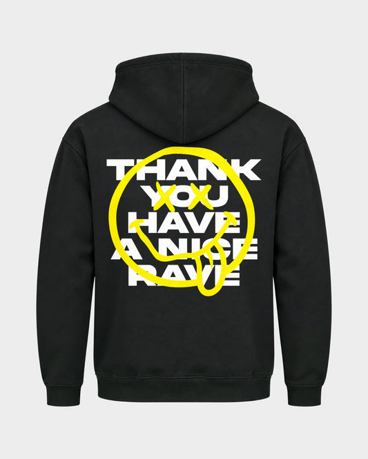 Have a nice rave – Basic Hoodie in Schwarz, Rückenprint – Hard Nights