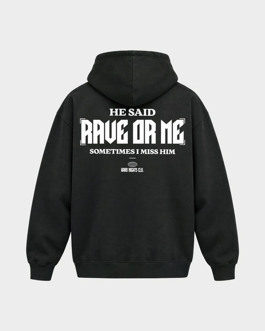 He said – Oversized Hoodie in Schwarz, Rückenprint – Hard Nights