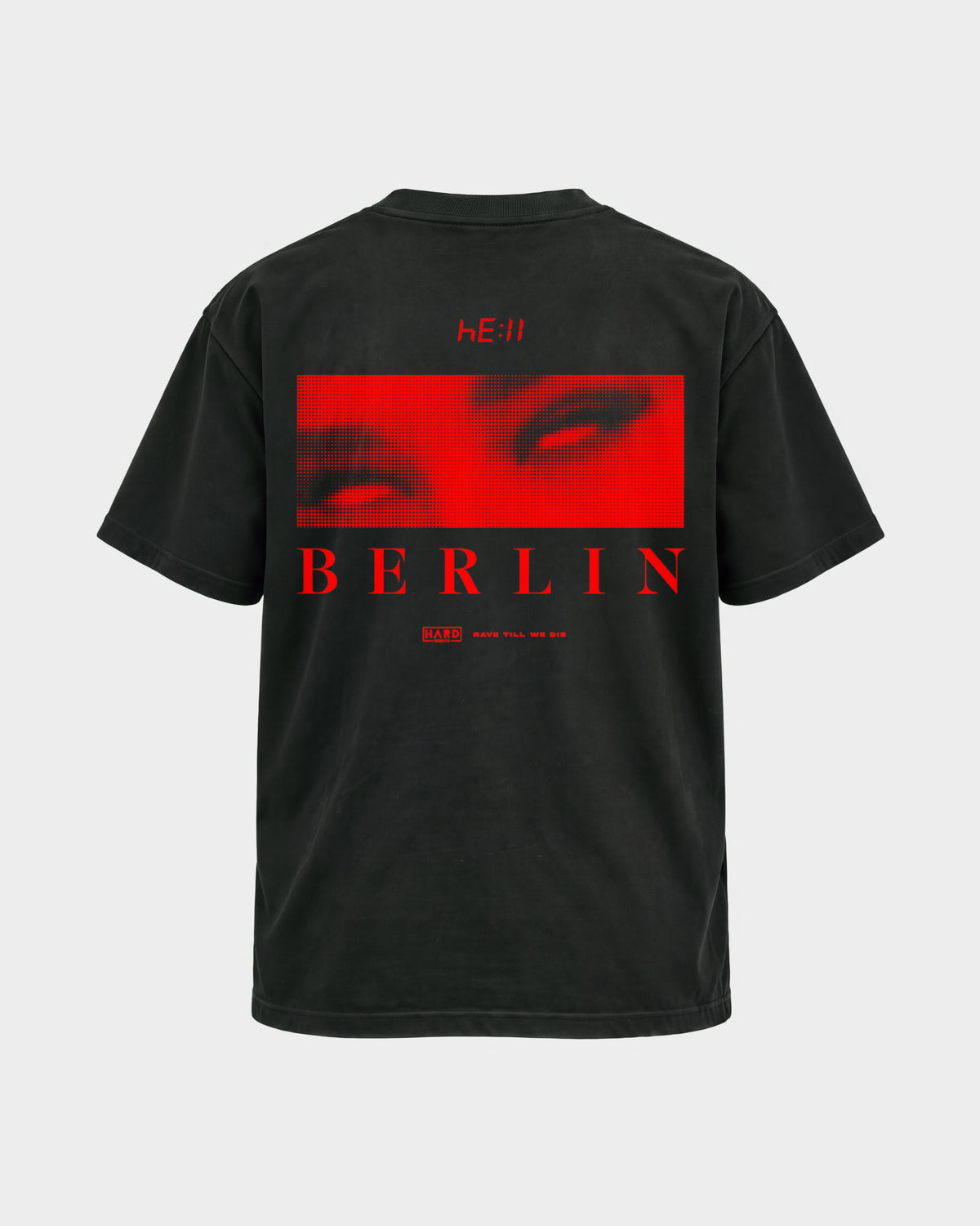 Hell Berlin – Basic Shirt in Schwarz, Rückenprint – Hard Nights