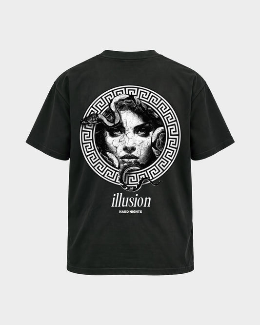 Illusion – Basic Shirt in Schwarz, Rückenprint – Hard Nights