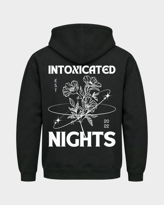 Intoxicated Nights – Basic Hoodie in Schwarz, Rückenprint – Hard Nights