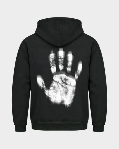 Last night a dj saved my life – Basic Hoodie in Schwarz, Rückenprint – Hard Nights