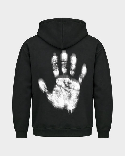 Last night a dj saved my life – Basic Hoodie in Schwarz, Rückenprint – Hard Nights