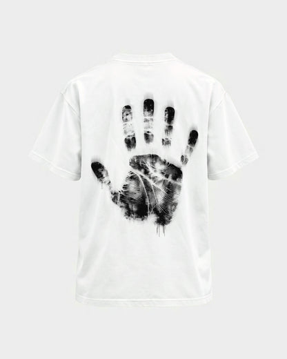 Last night a dj saved my life – Basic Shirt in Weiß, Rückenprint – Hard Nights