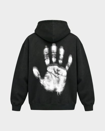 Last night a dj saved my life – Oversized Hoodie in Schwarz, Rückenprint – Hard Nights