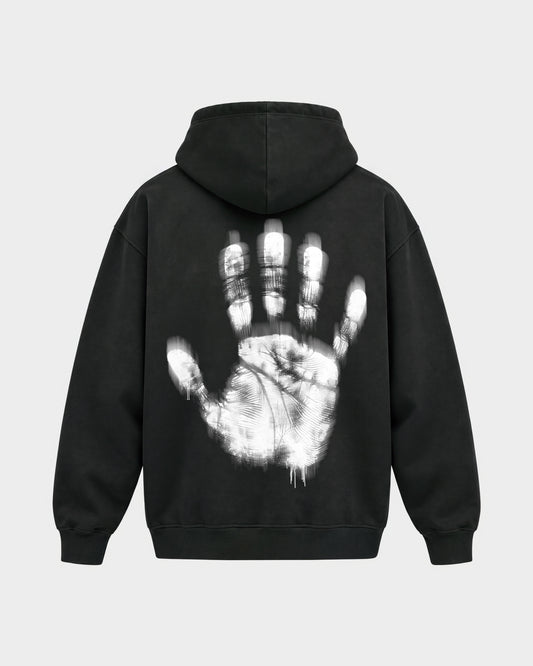 Last night a dj saved my life – Oversized Hoodie in Schwarz, Rückenprint – Hard Nights