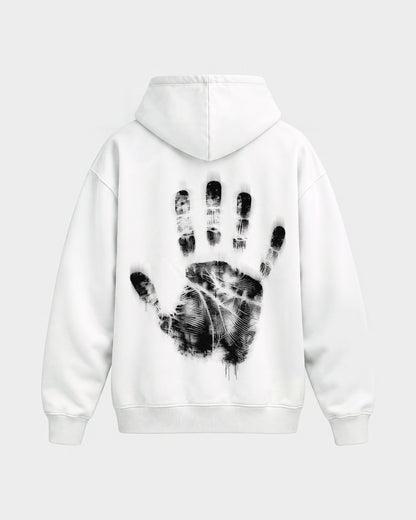 Last night a dj saved my life – Oversized Hoodie in Weiß, Rückenprint – Hard Nights
