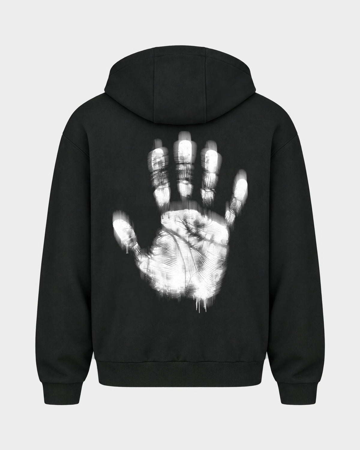 Last night a dj saved my life – Oversized Zipper Hoodie in Schwarz, Rückenprint – Hard Nights