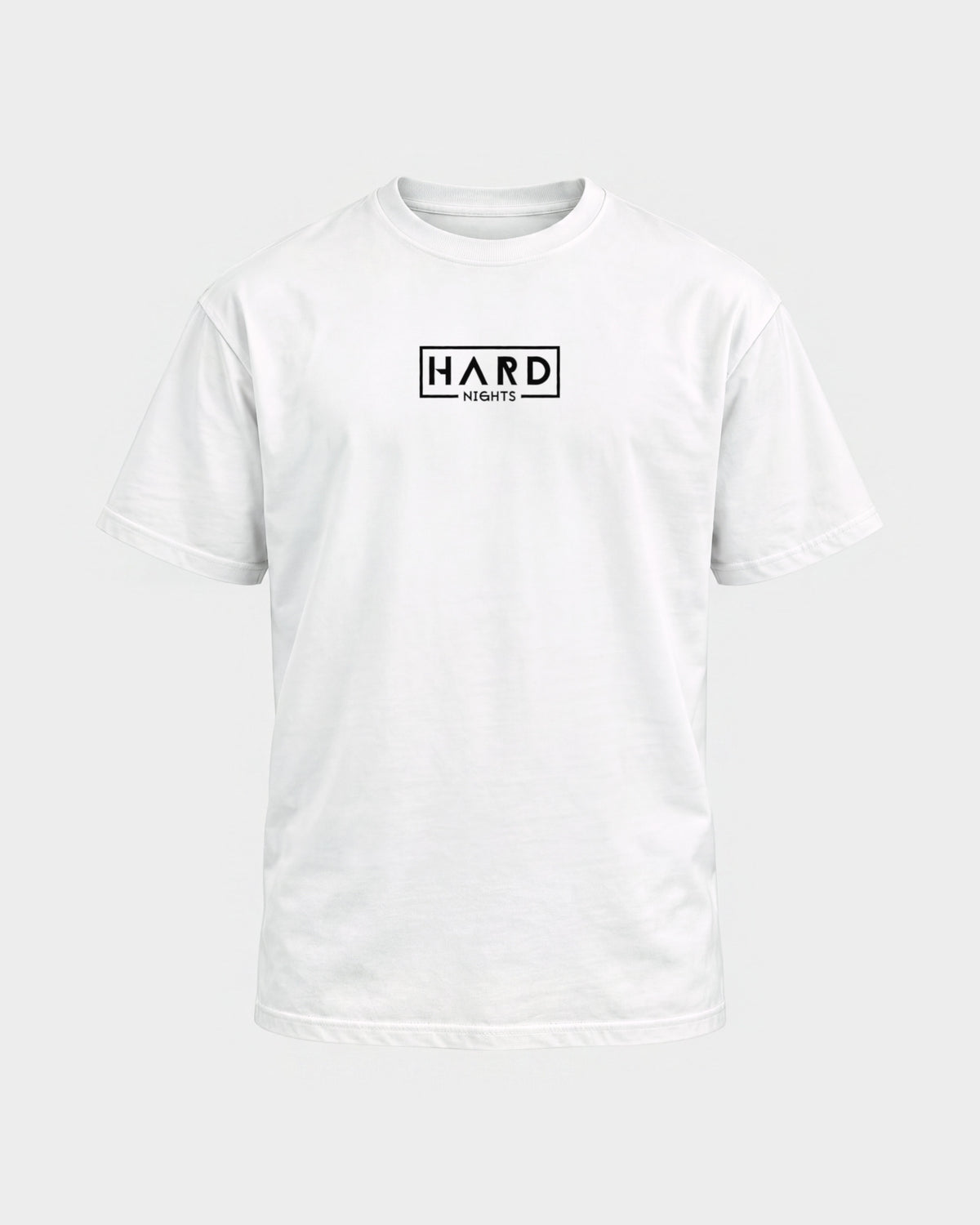 Hard Nights Logo – Basic Shirt in Weiß, Frontprint – Hard Nights