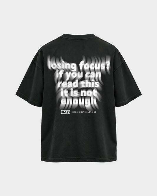 Losing focus? – Oversized Shirt in Schwarz, Rückenprint – Hard Nights