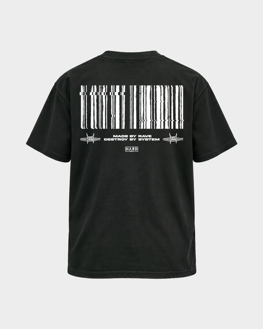 Made by rave – Basic Shirt in Schwarz, Rückenprint – Hard Nights