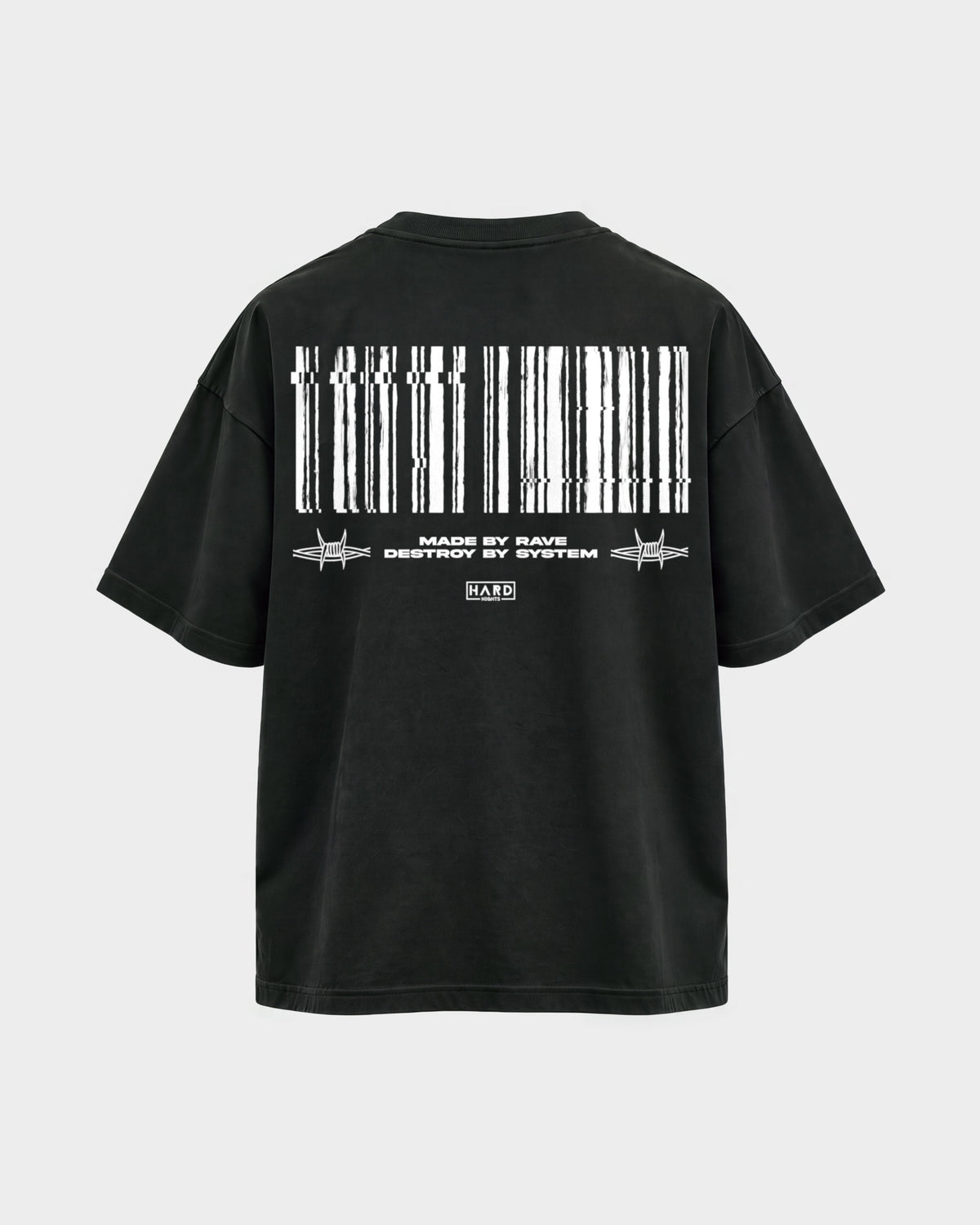 Made by rave – Oversized Shirt in Schwarz, Rückenprint – Hard Nights