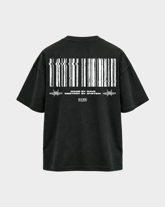 Made by rave – Oversized Shirt in Schwarz, Rückenprint – Hard Nights