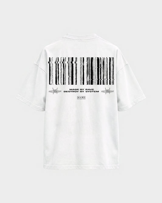 Made by rave – Oversized Shirt in Weiß, Rückenprint – Hard Nights