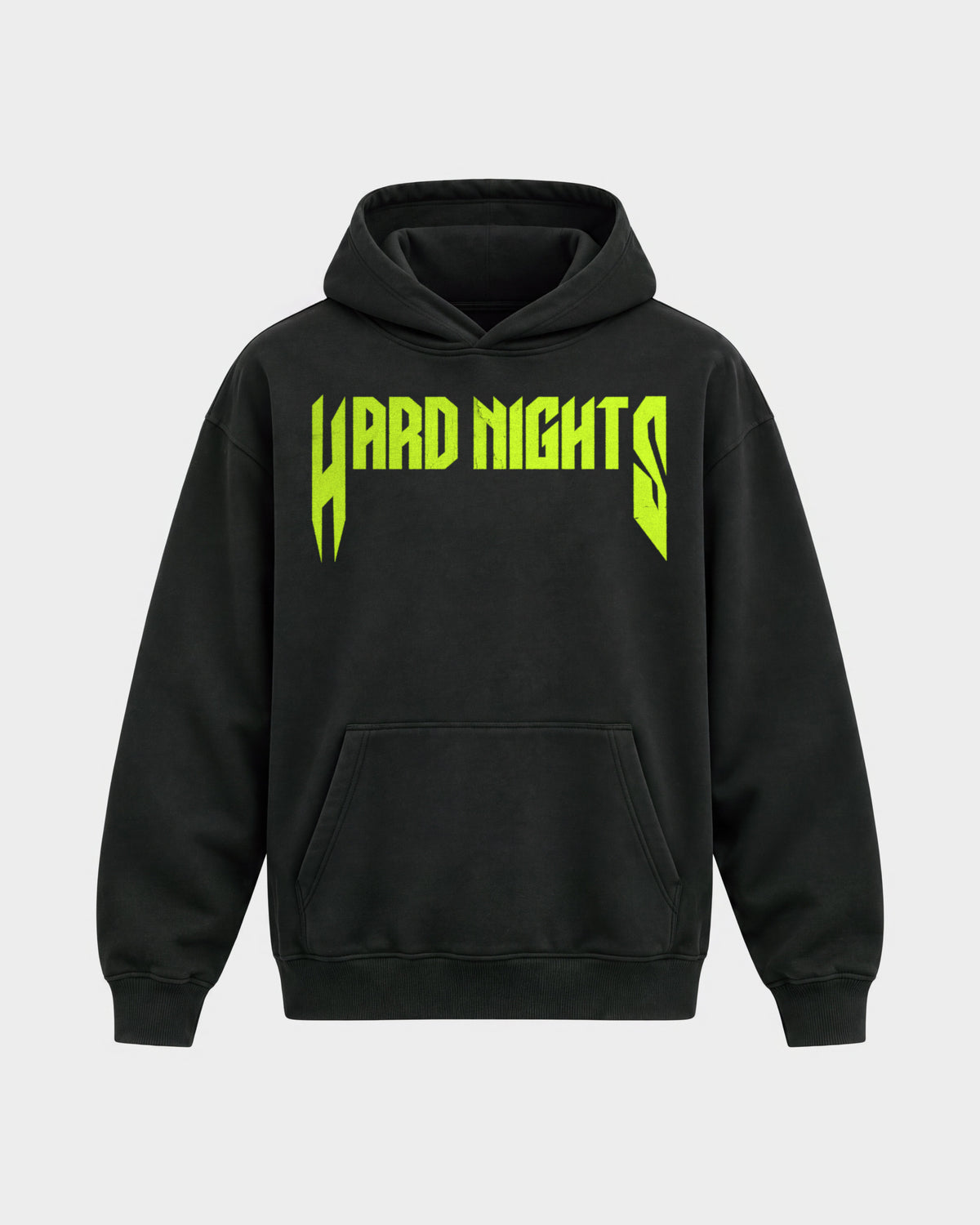 Masked Raver – Oversized Hoodie in Schwarz, Frontprint – Hard Nights