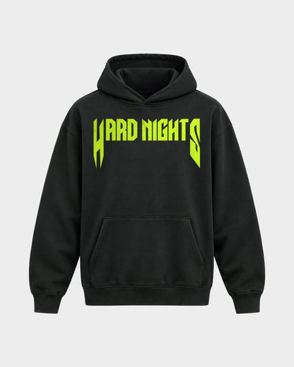 Masked Raver – Oversized Hoodie in Schwarz, Frontprint – Hard Nights