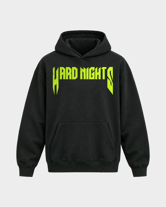 Masked Raver – Oversized Hoodie in Schwarz, Frontprint – Hard Nights
