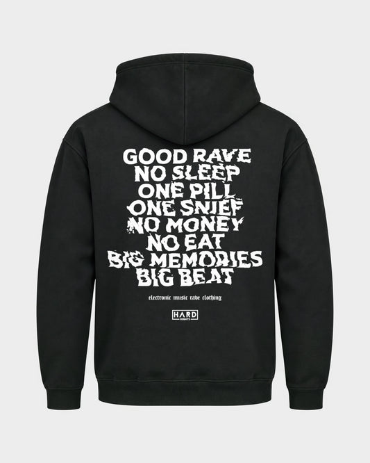Memories – Basic Hoodie in Schwarz, Rückenprint – Hard Nights