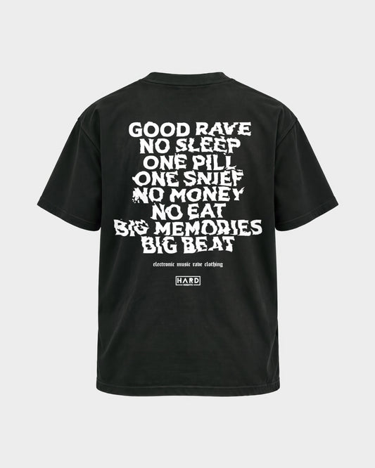 Memories – Basic Shirt in Schwarz, Rückenprint – Hard Nights