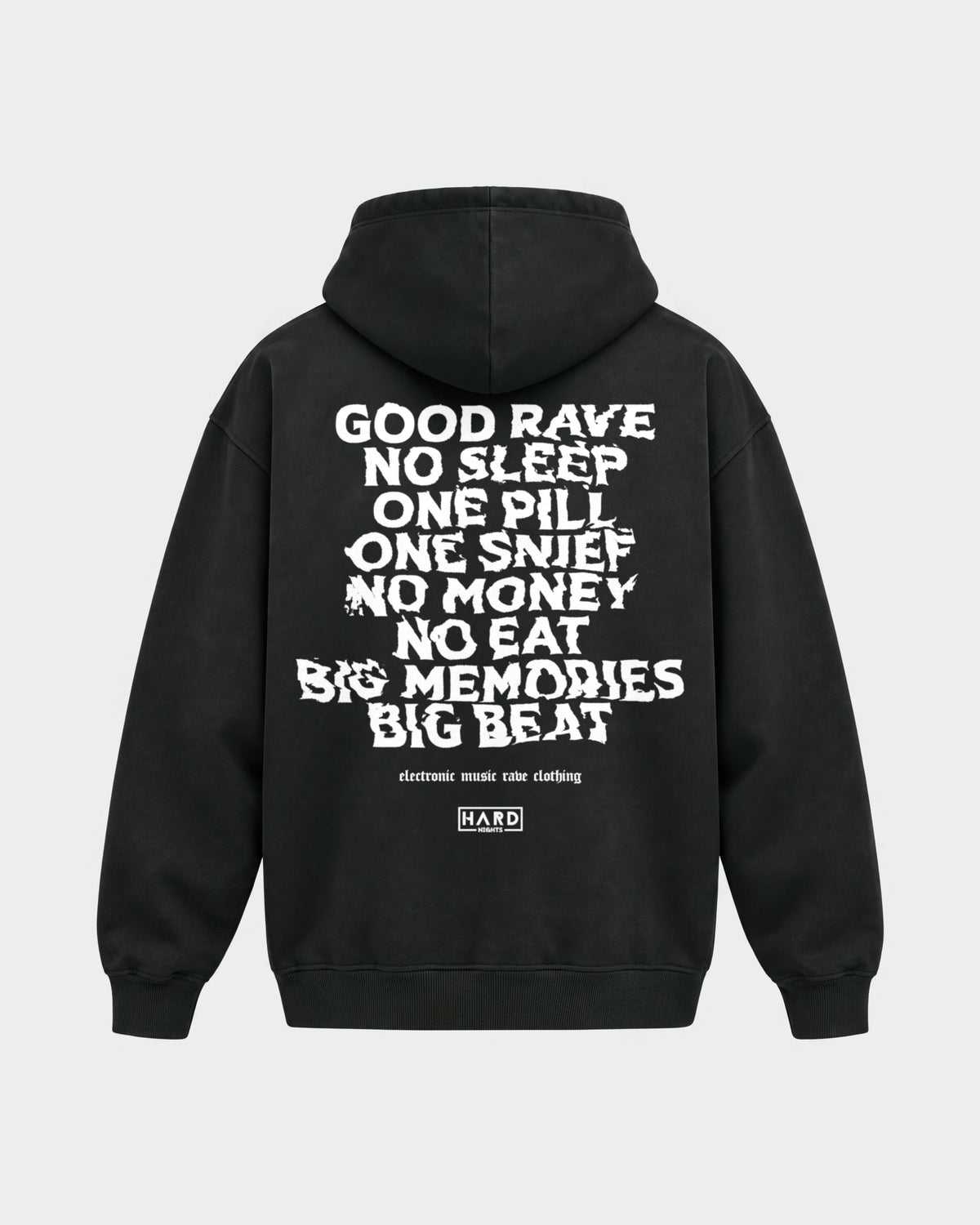 Memories – Oversized Hoodie in Schwarz, Rückenprint – Hard Nights