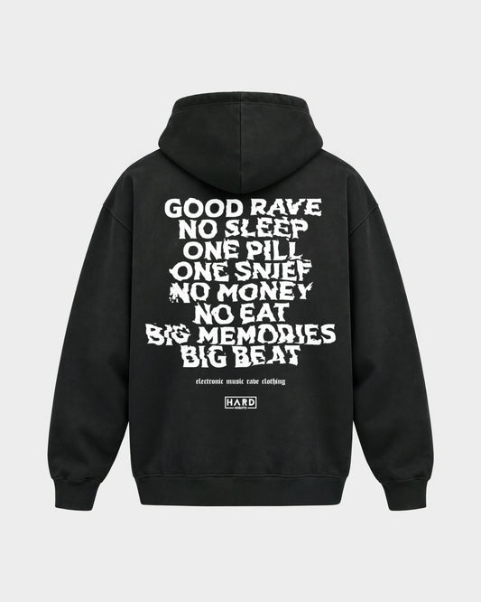 Memories – Oversized Hoodie in Schwarz, Rückenprint – Hard Nights