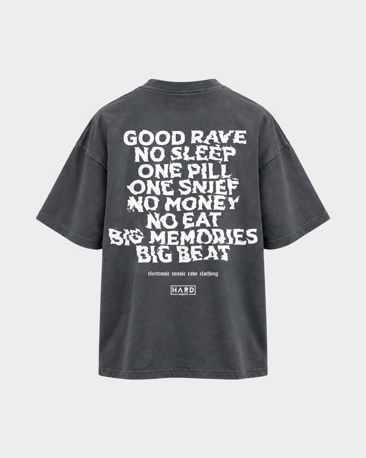 Memories – Oversized Shirt in Anthrazit, Rückenprint – Hard Nights