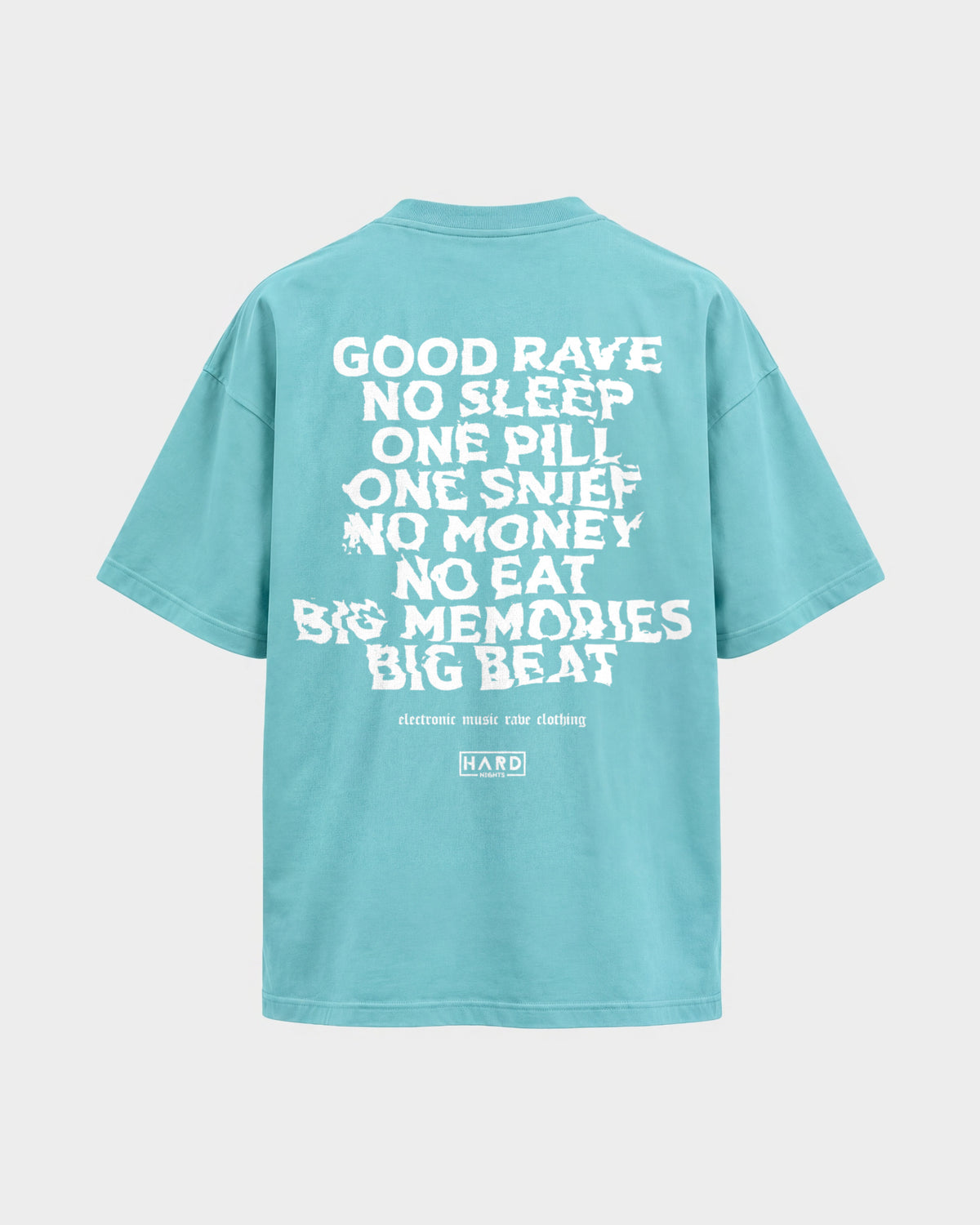 Memories – Oversized Shirt in Berylblau, Rückenprint – Hard Nights