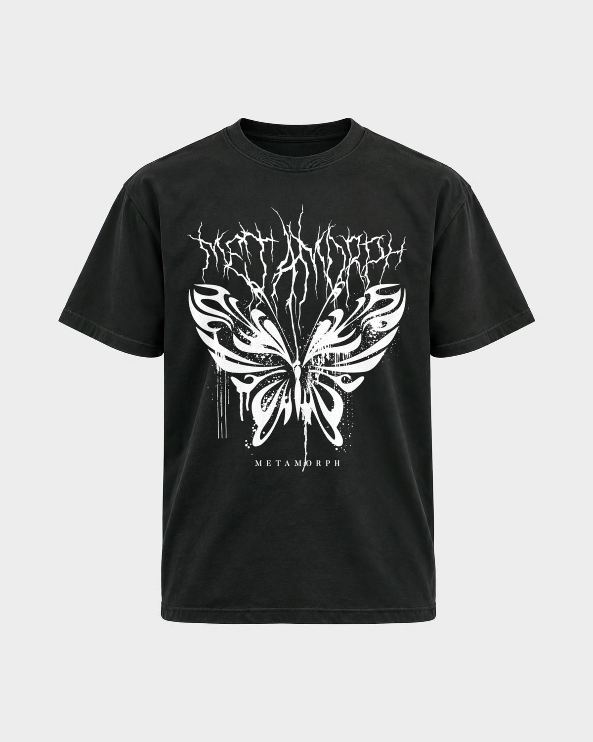 Metamorph – Basic Shirt in Schwarz, Frontprint – Hard Nights