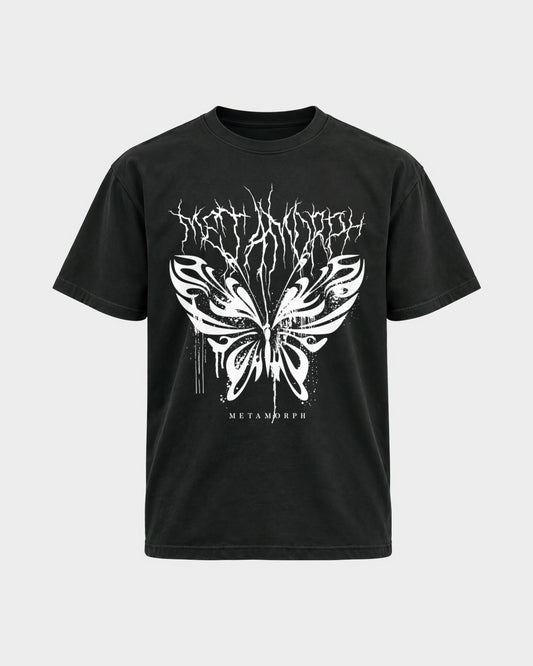 Metamorph – Basic Shirt in Schwarz, Frontprint – Hard Nights