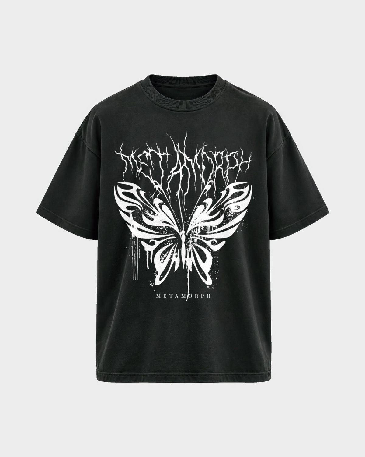 Metamorph – Oversized Shirt in Schwarz, Frontprint – Hard Nights