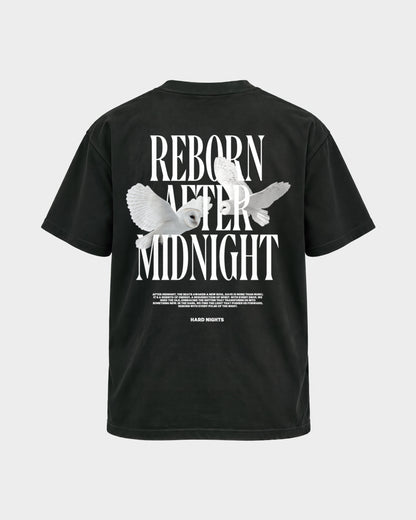 Midnight Owls – Basic Shirt in Schwarz, Rückenprint – Hard Nights