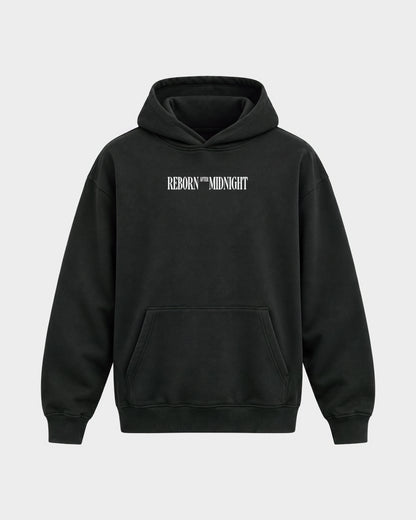 Midnight Owls – Oversized Hoodie in Schwarz, Frontprint – Hard Nights