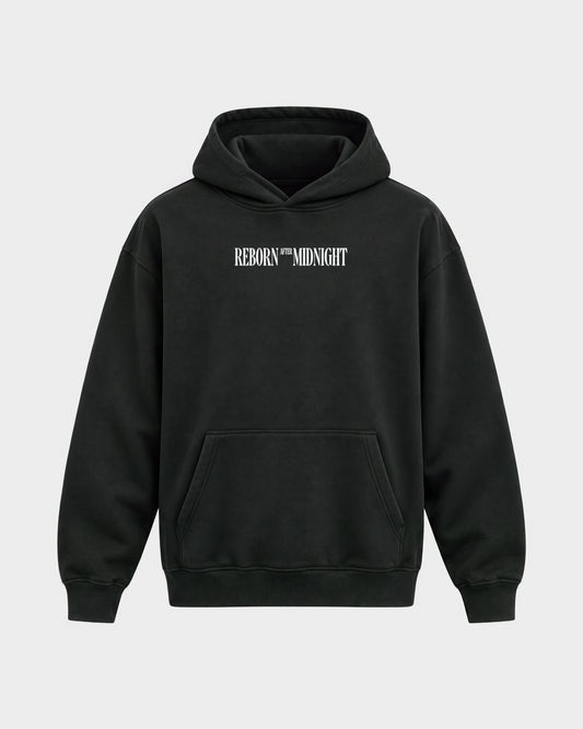 Midnight Owls – Oversized Hoodie in Schwarz, Frontprint – Hard Nights