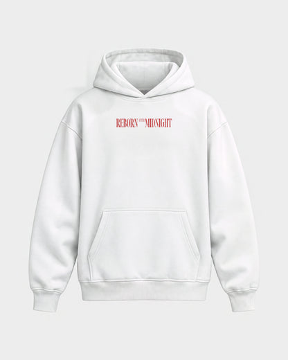 Midnight Owls – Oversized Hoodie in Weiß, Frontprint – Hard Nights
