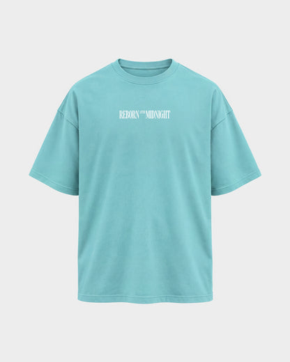 Midnight Owls – Oversized Shirt in Berylblau, Frontprint – Hard Nights