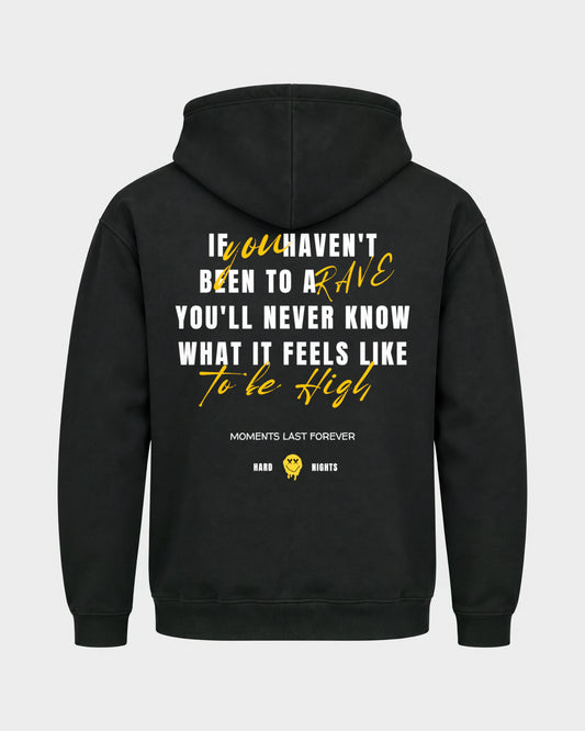 Moments last forever – Basic Hoodie in Schwarz, Rückenprint – Hard Nights