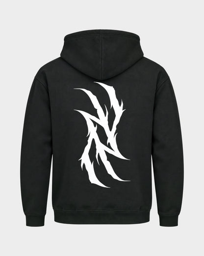 Monday you bastard – Basic Hoodie in Schwarz, Rückenprint – Hard Nights