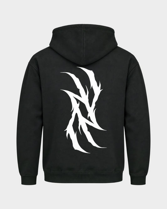 Monday you bastard – Basic Hoodie in Schwarz, Rückenprint – Hard Nights
