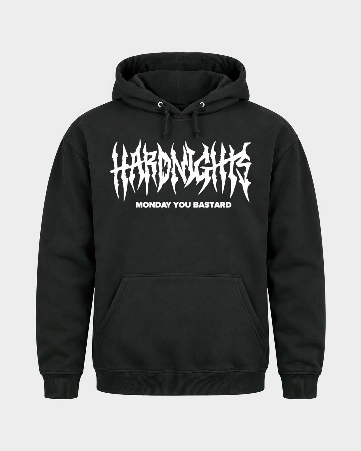 Monday you bastard – Basic Hoodie in Schwarz, Frontprint – Hard Nights