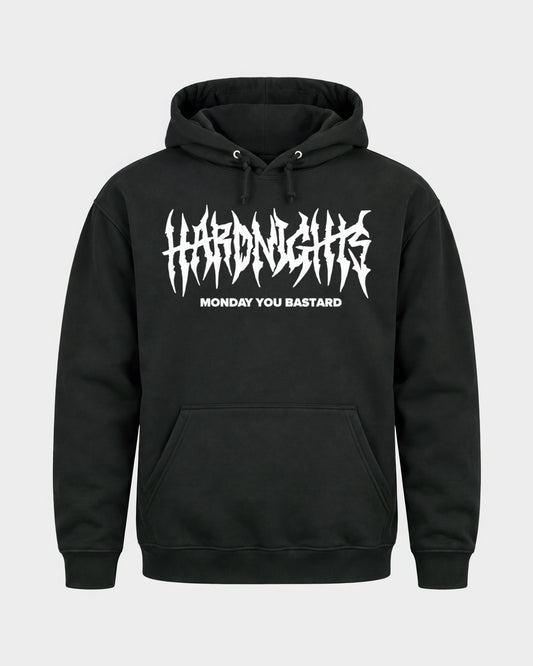 Monday you bastard – Basic Hoodie in Schwarz, Frontprint – Hard Nights
