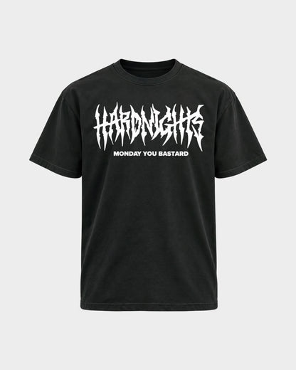 Monday you bastard – Basic Shirt in Schwarz, Frontprint – Hard Nights