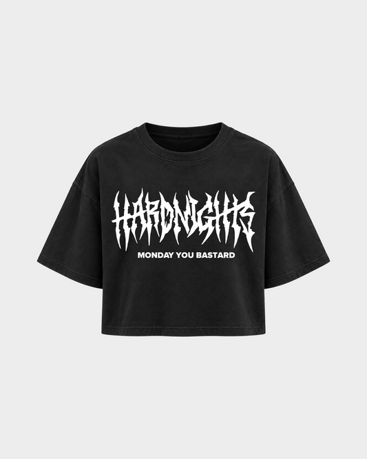 Monday you bastard – Crop Top in Schwarz – Vorderansicht