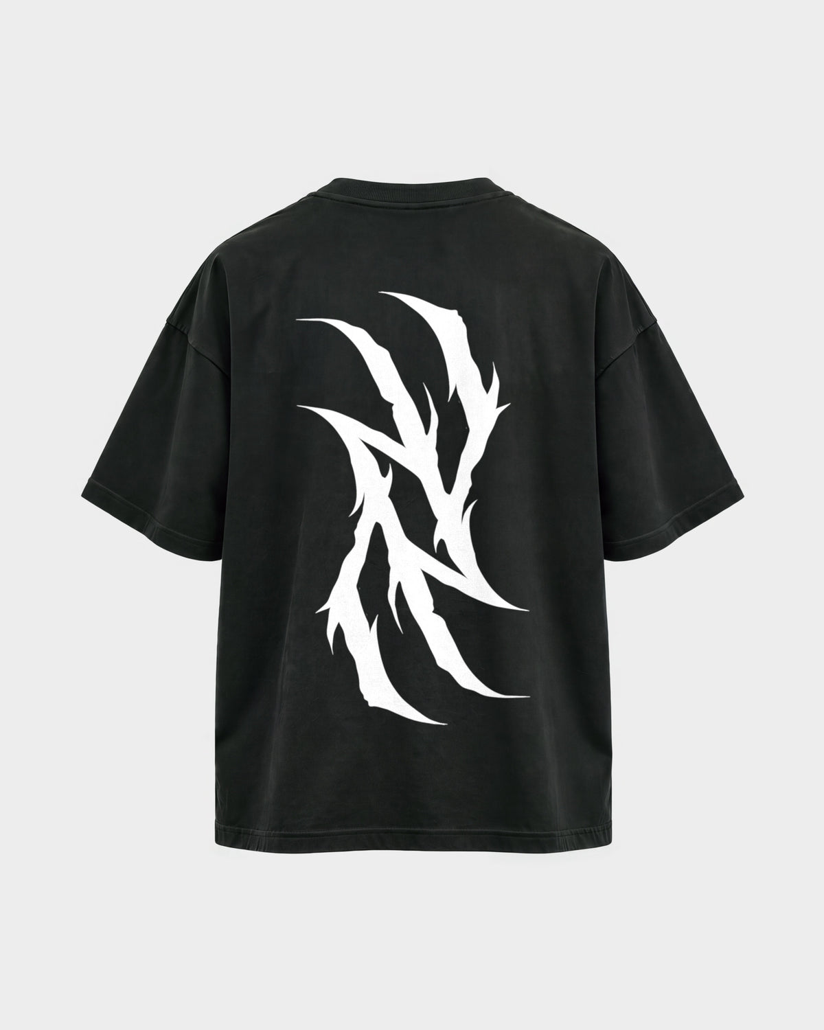 Monday you bastard – Oversized Shirt in Schwarz, Rückenprint – Hard Nights