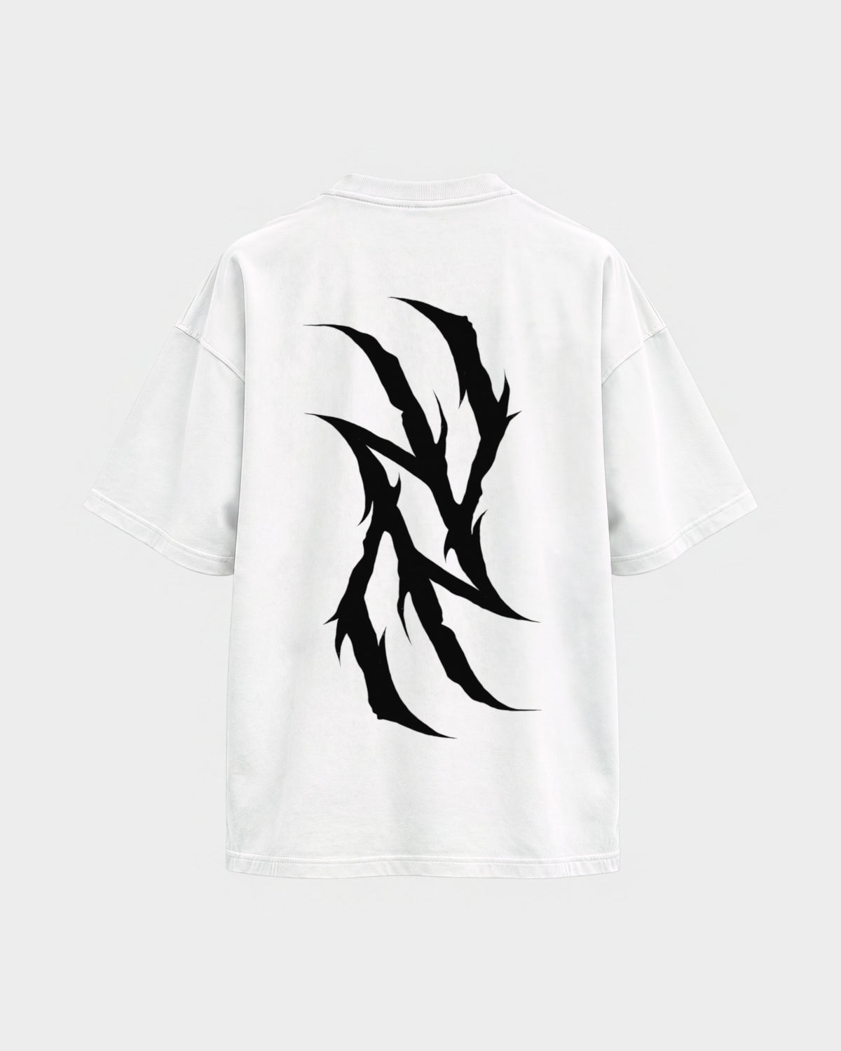 Monday you bastard – Oversized Shirt in Weiß, Rückenprint – Hard Nights