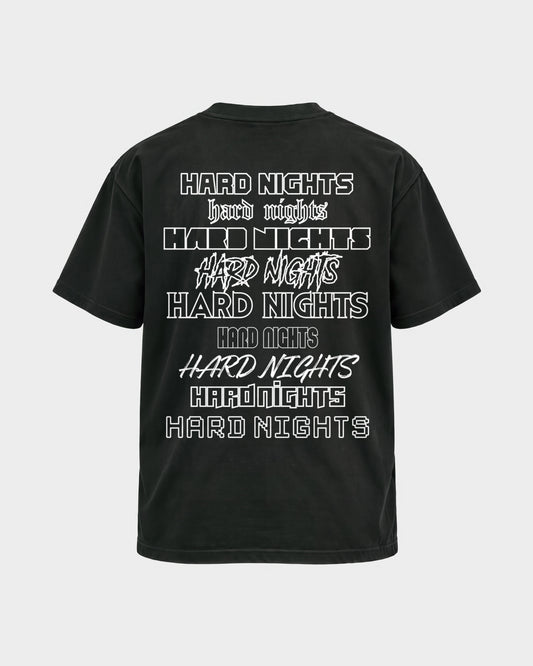 Okay – Basic Shirt in Schwarz, Rückenprint – Hard Nights