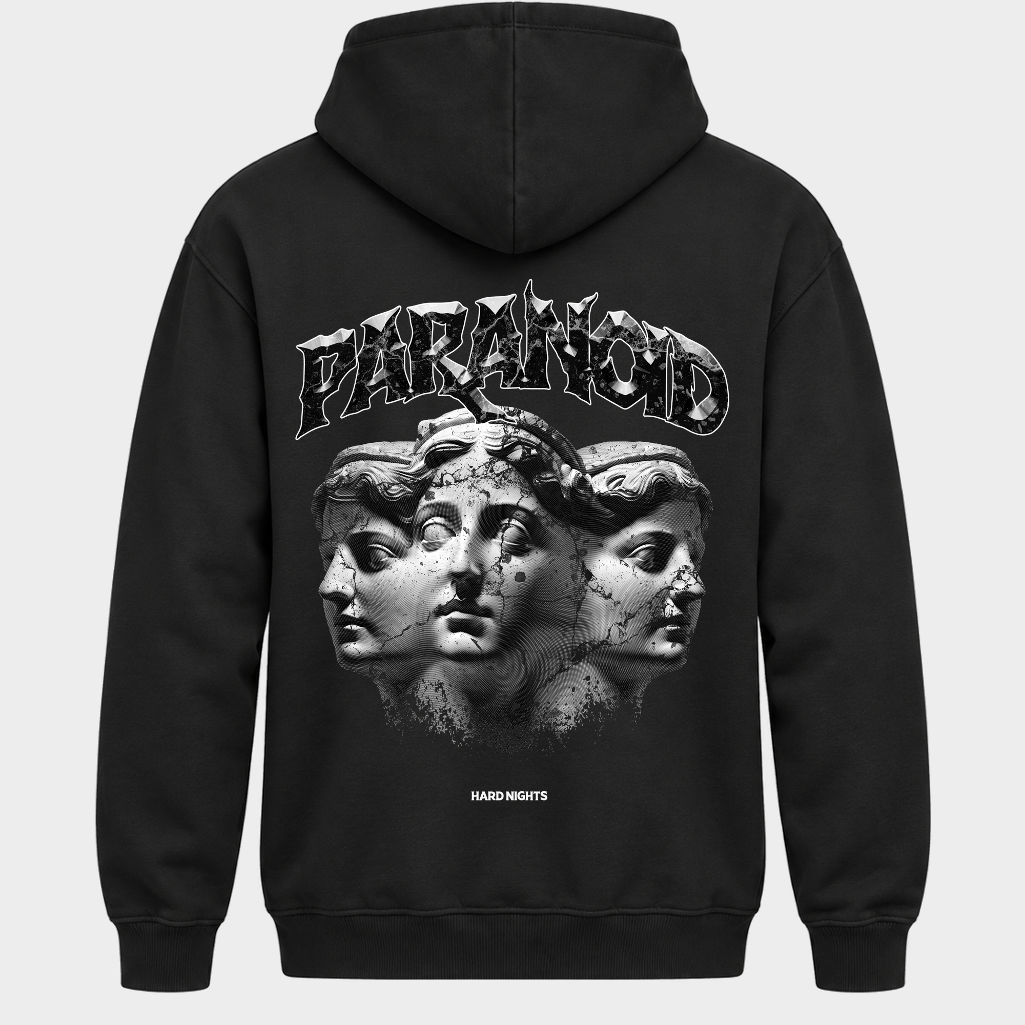 Paranoid Heads – Basic Hoodie in Jet Black – Rückansicht